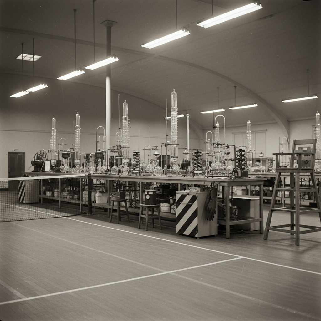 The Runnymede Playhouse tennis court in Oakwood Dayton retrofitted with WWII polonium laboratory equipment
